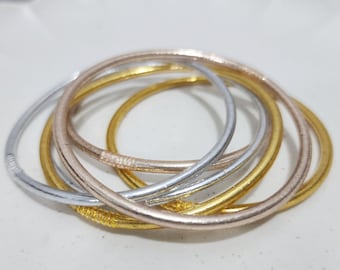 3mm Slim Bracelet Gold Leaf Temple Bangles Skinny Thai Bring Love Happiness Wealth Blessed Buddha Amulet Perfect Charm Lover Gift for Her