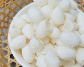 Organic White Silk Cocoons for facial scrub, Gentle Scrub for sensitive skin, Soap making, Crafting, Jewelry suply