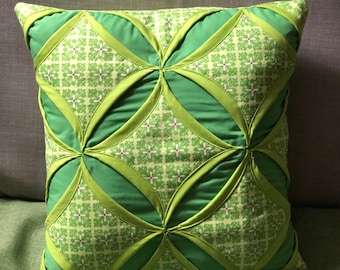 Cathedral Window Green Throw Pillows