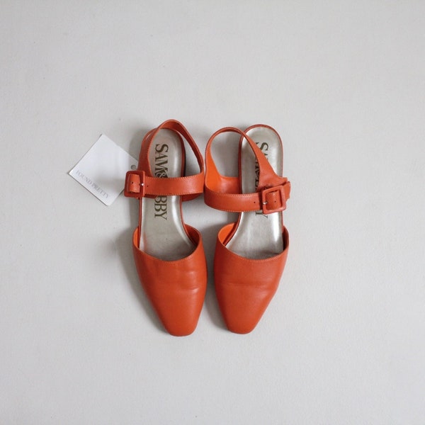 orange leather flats | orange shoes 5.5 | orange flats 6