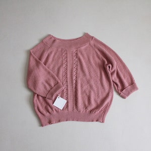dusty pink sweater | pointelle sweater | 1970&#39;s pink sweater