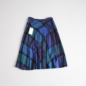 blue plaid skirt | pleated wool skirt | vintage 1970&#39;s skirt