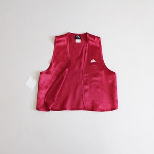 cranberry red vest | shiny cropped vest | tuxedo vest