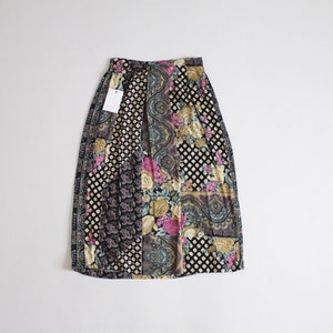 black floral skirt black & pink skirt floral rayon skirt image 1
