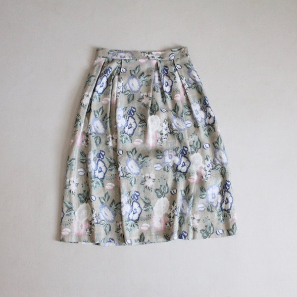beige floral skirt | floral midi skirt | 1990s floral skirt