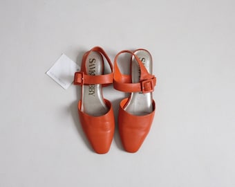 orange leather flats | orange shoes 5.5 | orange flats 6