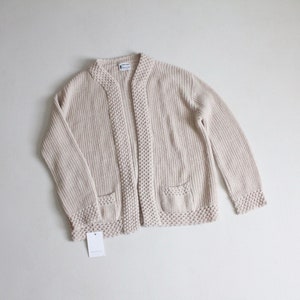 chunky beige sweater | vintage 1960&#39;s cardigan | open front cardigan