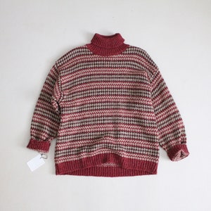 faire isle sweater | red wool sweater | wool turtleneck sweater