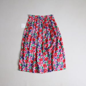 bright rose skirt | vintage floral skirt | full floral skirt