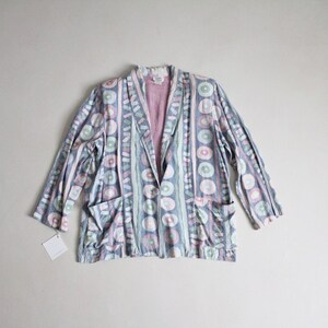 geometric print blazer | 1990&#39;s slouchy jacket | blue abstract pattern