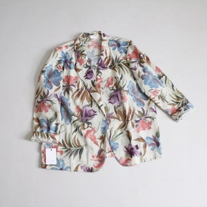 painted floral jacket | oversized floral blazer | 1990&#39;s floral blazer
