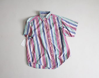 striped collared shirt | muted striped shirt | boxy striped blouse