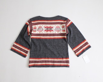 vintage 1970's sweater | gray snowflake sweater | bell sleeve sweater