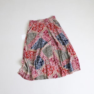 ethnic floral skirt full midi skirt vintage handkerchief skirt image 1