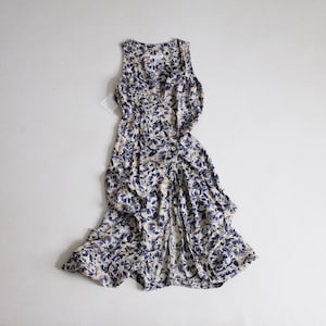 blue floral dress | 1990&#39;s floral dress | floral rayon dress