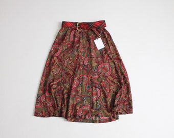 red and green paisley skirt | paisley Christmas skirt | plaid midi skirt