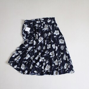 marineblauer Blumenrock | Geblümter Midirock | plus size Rock