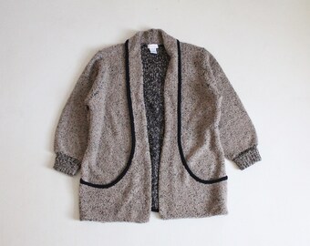 cardigan bouclé oversize / maglione lungo color talpa / maglione sherpa grosso