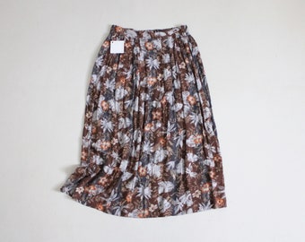 brown floral skirt | autumn midi skirt | full floral skirt