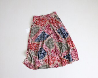ethnic floral skirt | full midi skirt | vintage handkerchief skirt