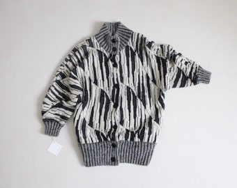 heavy sweater coat | abstract sweater jacket | knit sweater jacket