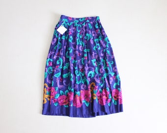 bright floral skirt | spring garden skirt | 1990's floral skirt