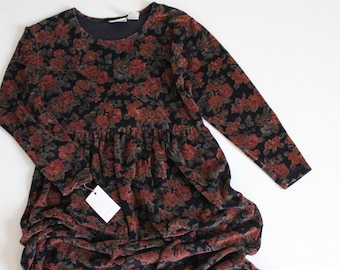 vintage 1990s moody autumn floral velveteen maxi dress | medium