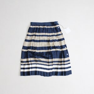 blue striped skirt | pleated blue skirt | navy and beige skirt