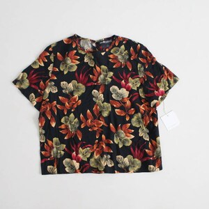 leaf print blouse | black floral blouse | 90s floral blouse
