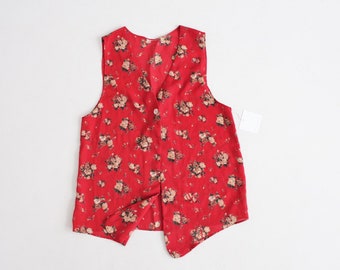 red floral vest | vest blouse | sheer red floral top