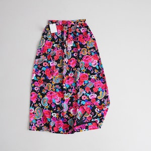 neon pink floral skirt | 1970s maxi skirt | psychedelic floral print