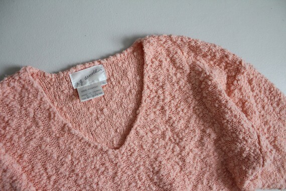 pink nubby sweater | salmon pink top | cropped pi… - image 3