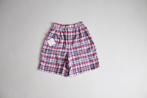 rainbow plaid shorts | pink & purple plaid | plaid