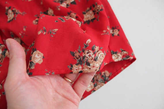 red floral vest | vest blouse | sheer red floral … - image 3