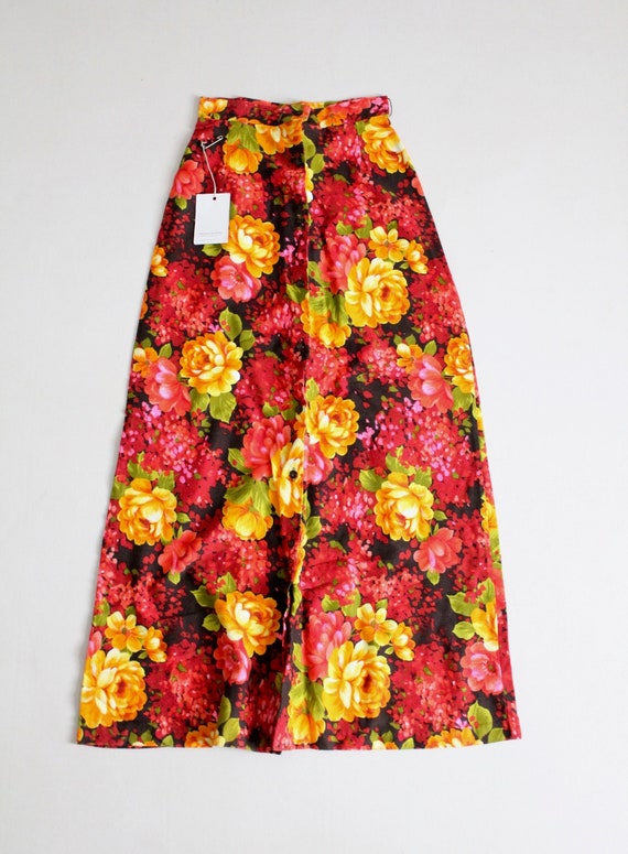 bright floral skirt | 1970s maxi dress | neon psy… - image 5