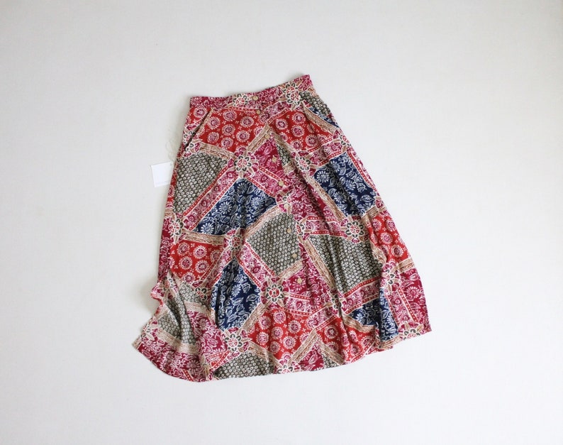 ethnic floral skirt full midi skirt vintage handkerchief skirt image 1