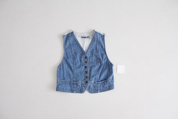 striped denim vest | cropped denim vest | denim cr