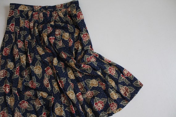 pleated floral skirt | navy blue skirt | full flo… - image 2