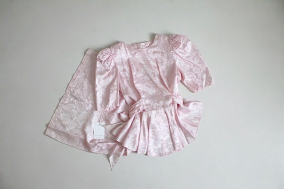 pink peplum dress | 1980's pink dress | open back… - image 1