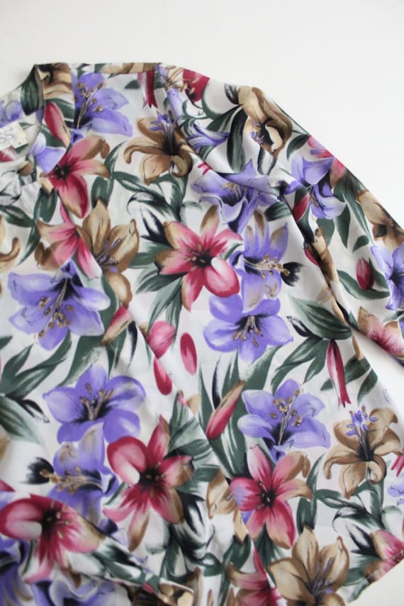 botanical blouse | sheer floral blouse | purple a… - image 5