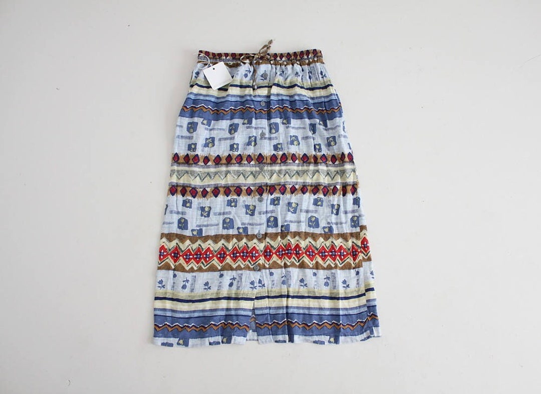 Jupe Crayon Femme Imprimé Tribal - Taille 33, Coton Extensible, Occasion Très Bon état