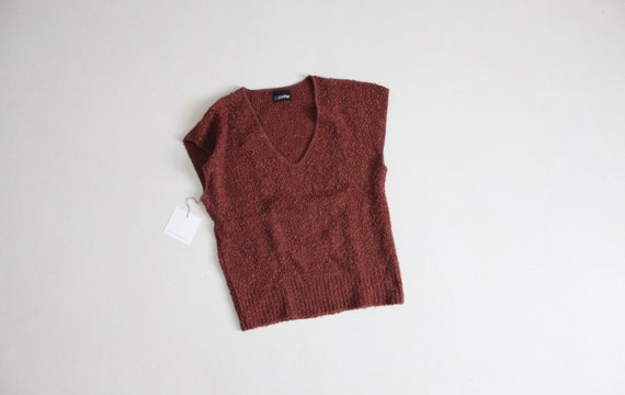 brick red sweater | boucle knit top | red sweater