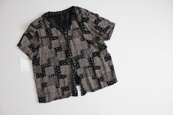 cropped ethnic blouse | black ethnic print top | … - image 3