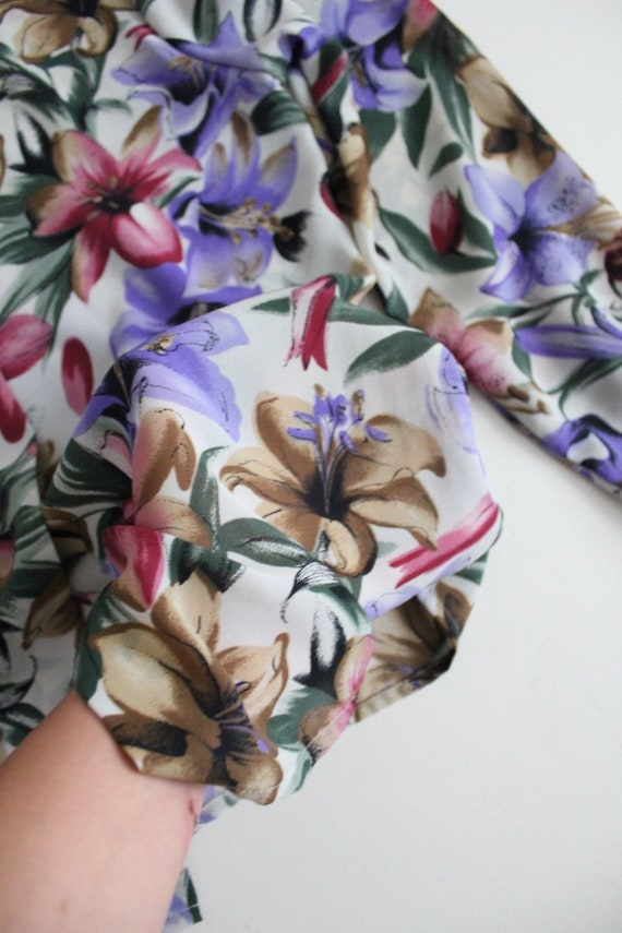 botanical blouse | sheer floral blouse | purple a… - image 6