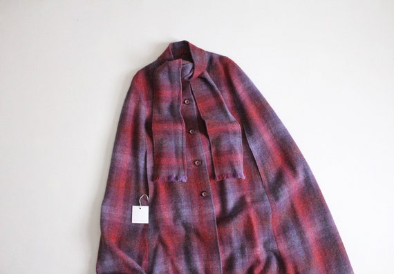 plaid wool cape | Avoca Ireland wool | 1960s vinta