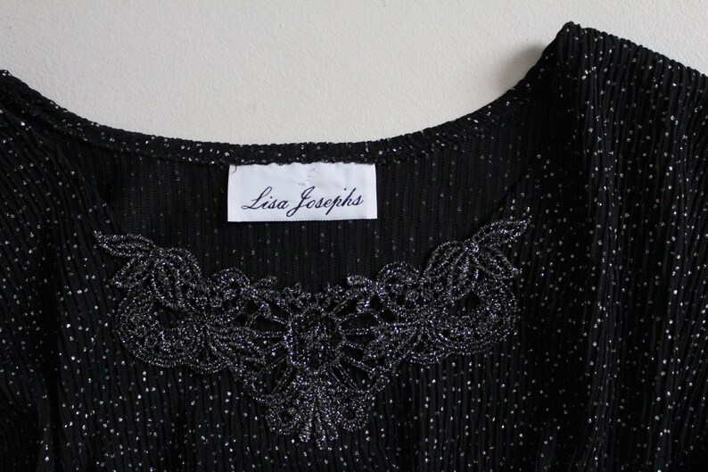 Carolla Loose Glitter Top Blk S Silver Glitter