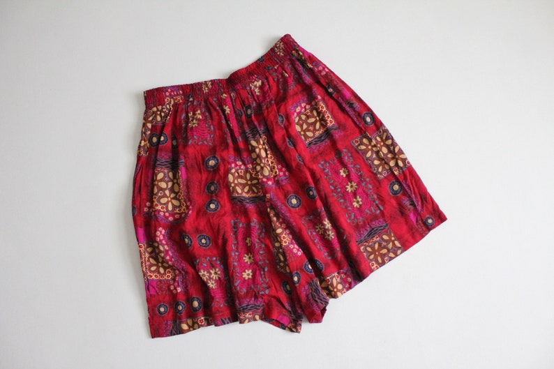 red floral shorts full tap shorts ethnic print shorts
