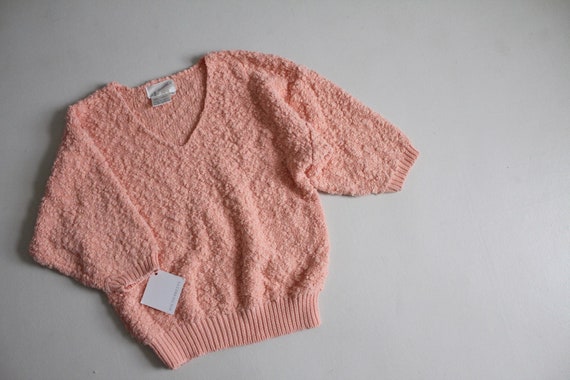 pink nubby sweater | salmon pink top | cropped pi… - image 2