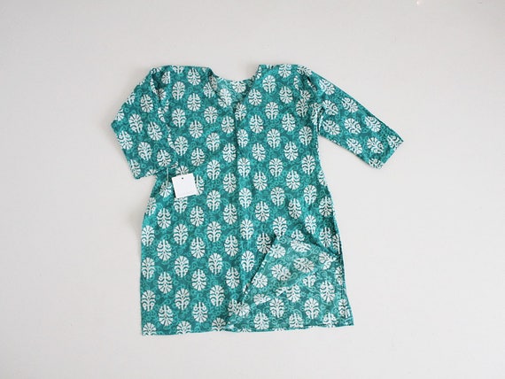indian tunic | teal tunic dress | floral cotton tunic