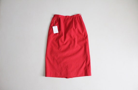 red midi skirt | 1970's red skirt | small red ski… - image 1